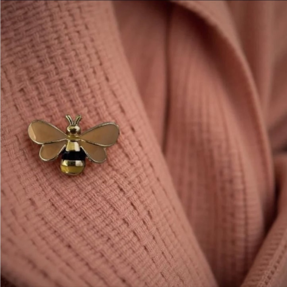 Gold Bee Brooch Cottagecore Work Friend Teacher Nature Spring Summer Love